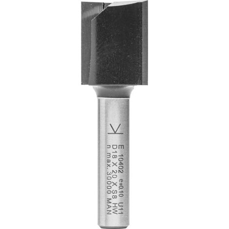 ENT Nutfräser aus Hartmetall, Schaft (S) 8 mm, Durchmesser (D) 18 mm, NL 20 mm, SL 32 mm, GL 52 mm - 10402