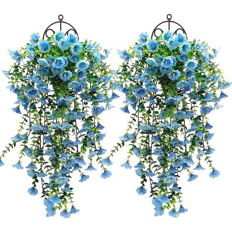 Lot de 2 Fleurs artificielles, Plantes suspendues, Résistantes aux UV, Anti-décoloration, Pour jardin, balcon (1/5)