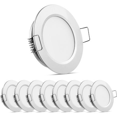 8 x Spot LED 12V Camping-Car Spot LED Encastrable 12V Spot LED Encastrable pour Caravane, Bateau, Van, DIA 70mm CRI93 Aluminium (Argent, 3000K) (1/5)