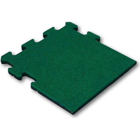 Dalle en caoutchouc 50 mm - 50 x 50 cm - Vert - Système puzzle - Dalle bordure