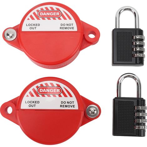 Dispositivo de bloqueo de válvula tipo guillotina, fabricado en plástico de ingeniería y aleación de zinc, con cerradura codificada para manijas de válvula de 1 a 2-1/2". (1/5)