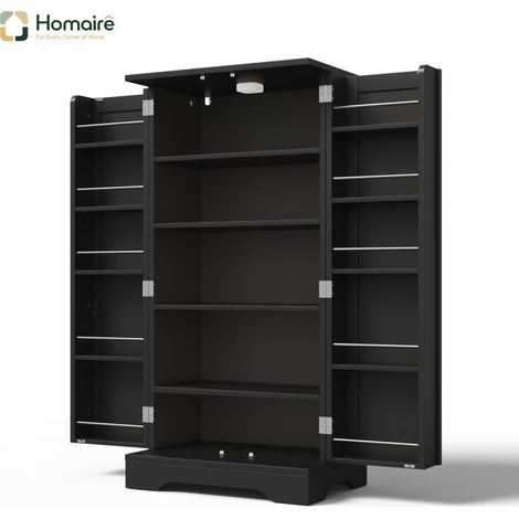 Buffet de rangement MDF avec port USB noir 60 x 40 x 120 cm HOMAIRE (1/5)