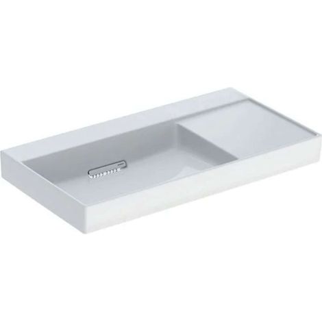Geberit ONE - Lavabo 90x48x14 cm, troppopieno a scomparsa, senza foro per miscelatore, scarico orizzontale, KeraTect, bianco 505.042.00.1 (1/2)