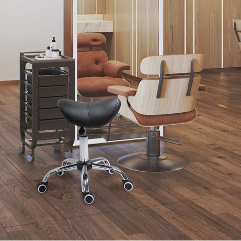 MEUBLIV Sgabello a sella nero regolabile con ruote, rivestimento facile da pulire (1/5)