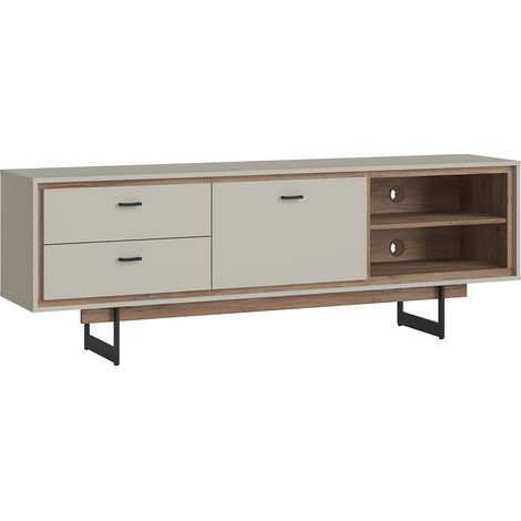 Lowboard Fernsehtisch in Flagstaff Eiche Nb. und grau RAMVIK-129, B/H/T ca. 160/65/40 cm (1/4)