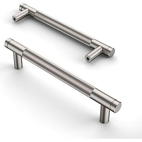 Lot de 10 Poignées de Meuble Argentées 128 mm avec Vis, Tirants pour Armoires de Cuisine, Tiroirs, Placards et Bureau (1/4)