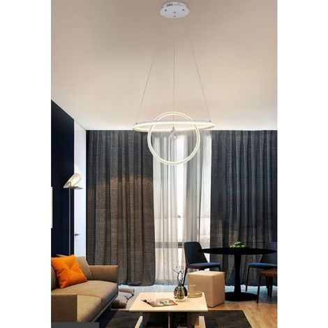 Lampadario sospeso led cerchi 70w bianco design moderno pendente circolare luce fredda naturale calda  Luce Naturale