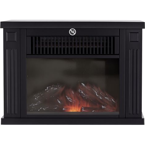 HOMCOM Cheminée électrique poêle Style Contemporain Thermostat 600-1200 W Blanc