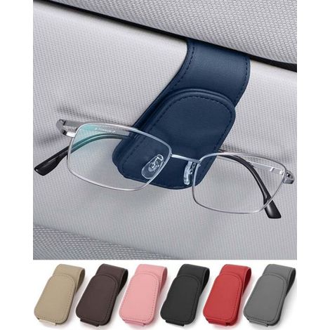 JEJA Porte Lunettes pour Pare-Soleil de Voiture Cuir Clip de Support de Lunettes de Visière de Voiture pour Lunettes de PARE-SOLEIL (1/5)