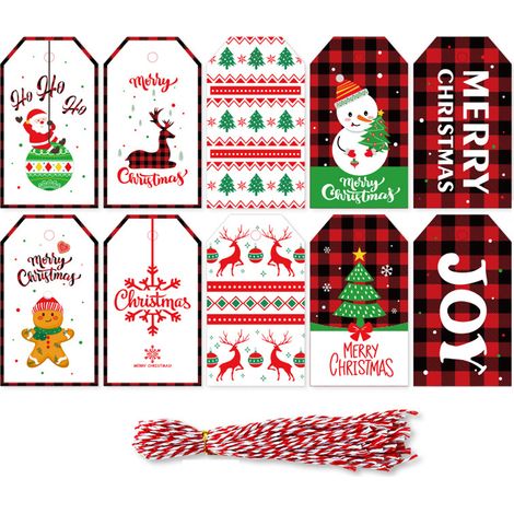 20 etiquetas decorativas, con cuerda incluida, para árbol de Navidad, regalos, ventanas e interiores. (1/5)