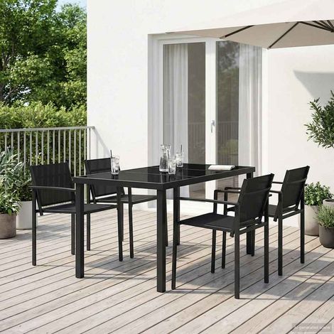 vidaXL Set di Mobili da Esterno 5 pcs Nero e antracite Textilene
