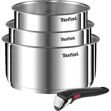 Tefal Ingenio Emotion, 4-teiliges Set, Töpfe, abnehmbare Griffe, Edelstahl, stapelbar, L896S404