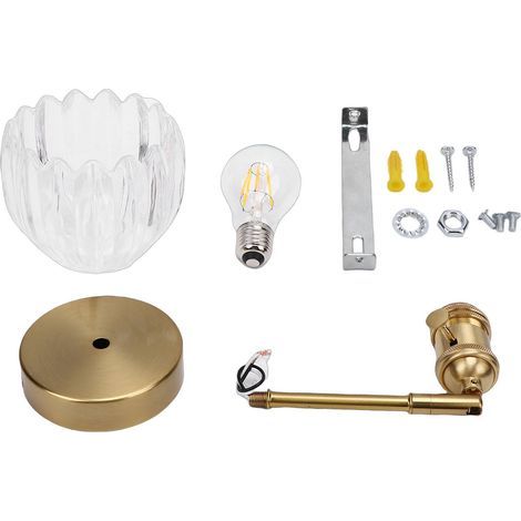 Glass wall light, minimalist aluminum alloy lampshade, vintage lamp for cafe, bedroom, restaurant, transparent (1/5)