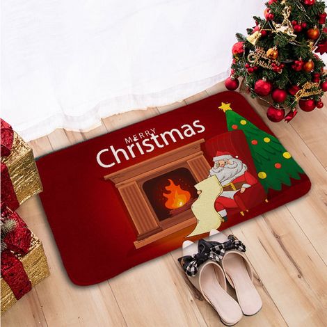 Tapis De Bienvenue - Polyester - Non Glissant - Pour Porte D'Entrée Cuisine Salle De Bain - 60 X 40 Cm - Motif Noël (1/5)