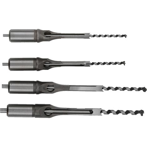 Set mit 4 Vierkantbohrern für Holzbearbeitung, kugelgelagert, Stahl, 6–9,5 mm (1/5)