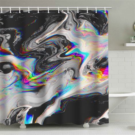 Duschvorhang mit Marmormuster (180 x 180 cm), bedruckter, wasserdichter Stoffduschvorhang, Duschvorhang aus Polyester mit geometrischem Muster, inklusive 12 Haken.