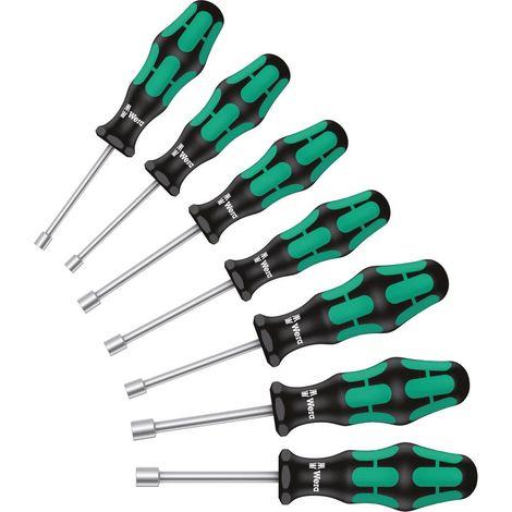 Wera – Jeu de tournevis 7 pièces 6 pans extérieurs – Acier à outils – Manche composite ergonomique – Pour vissages de tiges filetées