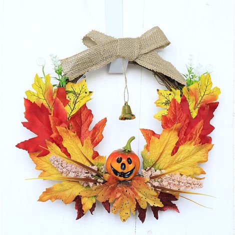 Halloween citrouille guirlande feuille d'érable porte guirlande décoration Halloween extérieur intérieur chasse maison décoration (1/2)
