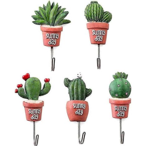 5 stickers muraux à motifs cactus, 5 modèles différents, adaptés à la cuisine (1/2)
