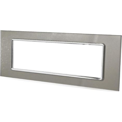 Placchetta per interruttore in vetro a 7 posti silver cassetta 507 compatibile con bticino living light supporto cover (1/3)
