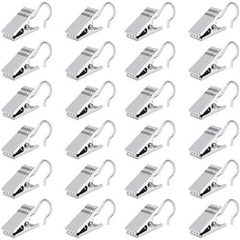 100 PCS Pinces à Rideaux en Métal 3.3 CM Crochets Anneaux à Pince Argent Clips de Rideaux Crochet en Acier Inoxydable pour Rideau de Douche Photo Carte (1/5)
