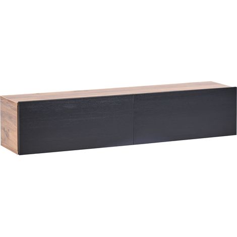 Mueble TV minimalista montado en la pared unidad de almacenaje gabinete de melamina tablero de partículas negro y marrón Gladstone