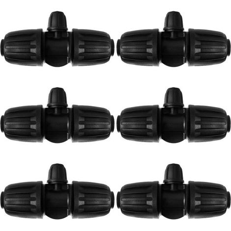 6Pcs Barbed Tee Pipe Connector 3-Way Irrigation Hose Connector for Tube 13/16mm to 4/7mm, 3-Way Drip Irrigation Connector for Garden, Lawn (1/5)