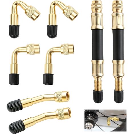 Rallonge Valve Pneu Voiture Universelle, Adaptateur Valve Velo Coudée 45° 90° 135° et Tubes Flexibles, Embout Gonflage Pneu Voiture pour Moto Camion Remorque (1/5)