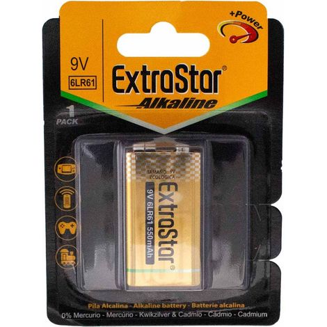 Pila Batteria 6LR61 9V 550mAh MN1604 Super Alcalina Confezione da 1 Pezzo