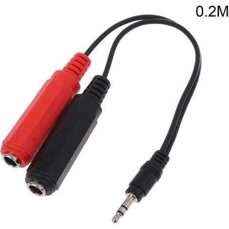 Câble répartiteur audio en Y de type Y, 3,5 mm mâle vers double 6,35 mm femelle, 1/8" TRS-M vers double 1/4" TS-F 3.5SP M-2x6.35SP, multicolore. (1/5)