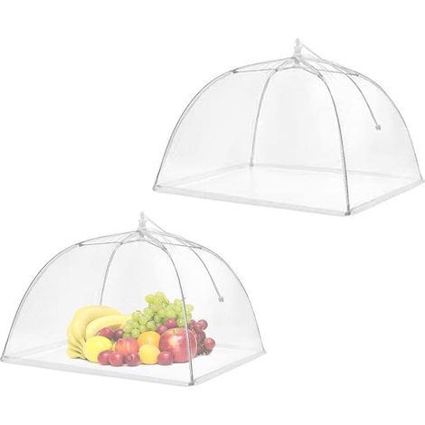 2PCS Cloche Alimentaire Pliable, Maille Anti-Mouche, Bord Dentelle, Pour Fruits Et Repas