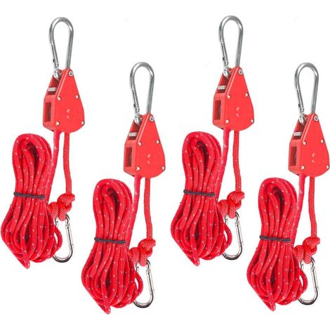 4x Seilratsche mit Haken, reflektierend, für Camping & Markisen