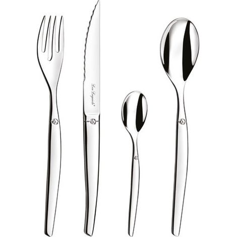 Coffret de 16 couverts LOU LAGUIOLE Jet en acier inox 18/0 finition miroir chrome poli pour 4 personnes (1/2)