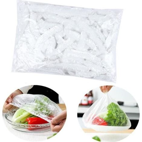 Sac de Conservation - 100pcs - Housses Élastiques Réutilisables - PE Transparent - Protection Alimentaire (1/4)