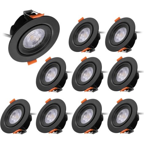 Lot de 10 Spots LED Encastrables Orientables D68 7W CCT Noirs - 60 deg - Switch 3000-4000-6500K (1/5)