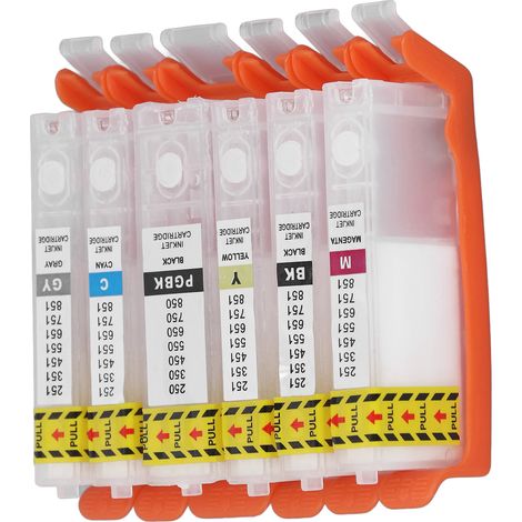 6er-Pack wiederverwendbare Tintenpatronen (PGBK, BK, CMY, GY) für Testpapier 750-751 (1/5)