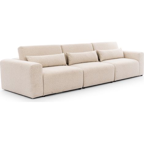 Canapé 3 places modulable têtières relevables Velano Beige (1/5)