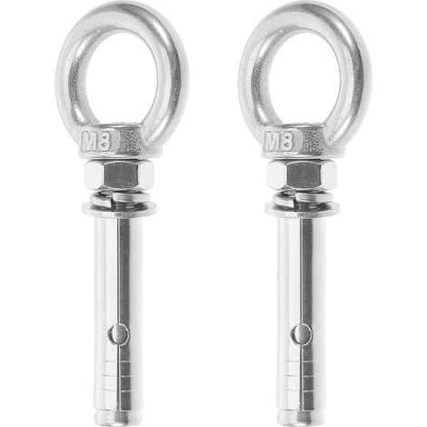 Eye Bolt - M8 - Acier Inoxydable - Pour Fixation Balançoire et Hammock - 2 Pièces (1/5)