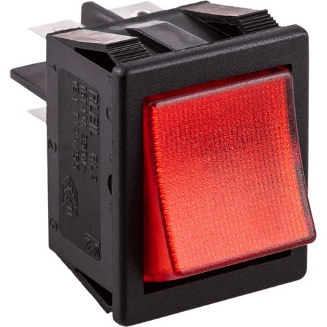 BeMatik - Interrupteur à bascule rouge lumineux DPST 4 broches boîtier noir (1/5)