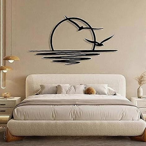 Sunrise Metal Wall Art, Sun and Seagulls Wall Decor, Metal Wall Decor--