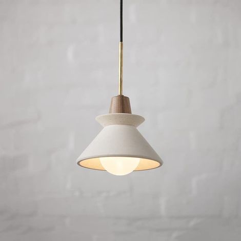 Lustre moderne E27, mini suspension en béton, style industriel, lustre en ciment, décoration nordique, luminaire suspendu pour cuisine, salle à manger, bar, salon (lumière blanche, 20 cm, blanc chaud) (1/5)