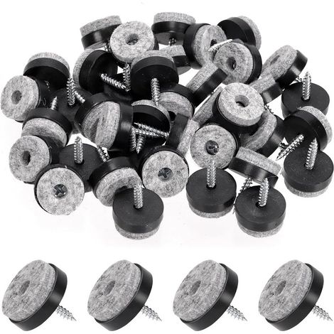40pcs Noir 24mm Meubles Anti dérapant vis Fixe Meubles Anti dérapant Feutre Mat Protecteur de Sol Coulissant pour Pieds de Jambe en Bois pour chaises, Tables, tabourets de canapé (1/5)
