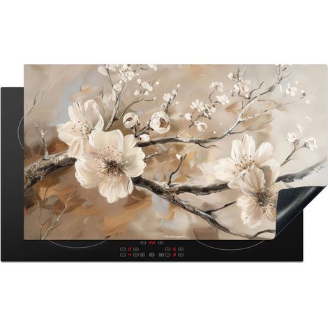 PROTECTION PLAQUE INDUCTION Fleurs - Abstrait - Peint - Beige Tapis Pour Induction 91.6x52.7 cm (1/5)