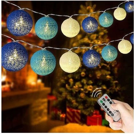 Guirlande Lumineuse Boule Coton LED USB, 3 M 20 LED 8 Modes avec Télécommande Minuterie, pour décoration de Balcon, Noël, Mariage, Fête, Chamber (1/5)