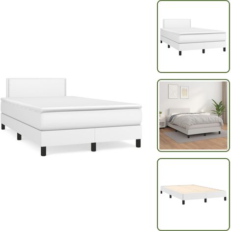 Letto con molle insacchettate - vidaXL Giroletto a Molle con Materasso Bianco 120x190 cm in Similpelle - Letto con similpelle