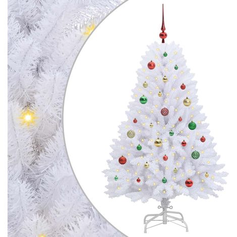 Albero di Natale Albero natalizio Albero festivo Artificiale con Rami Pieghevoli Bianco 150 cm (1/5)