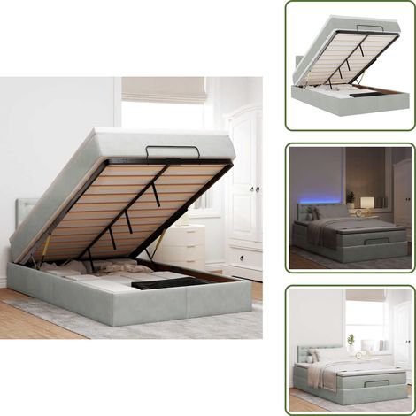 Coprimaterasso - vidaXL Struttura Letto Pouf con Materasso 120x200 cm Velluto - Luci a LED