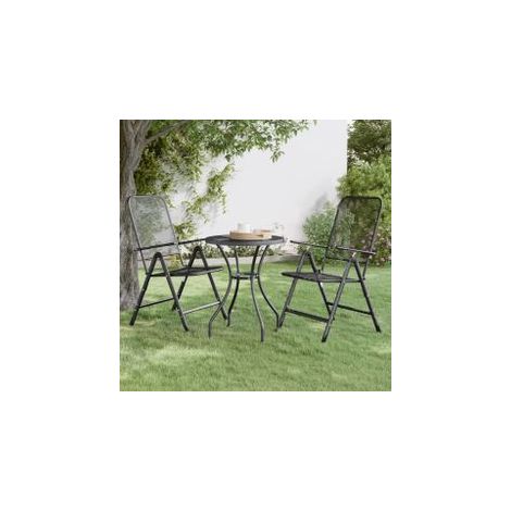 Chaises pliables de jardin 2 pcs Maille métallique Anthracite (1/5)