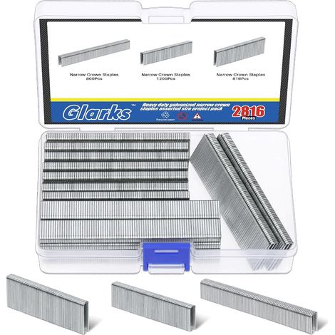 agrafes à couronne étroite, calibre 18, 1/2", 3/4", 1", kit assorti pour agrafeuse électrique, pneumatique, bricolage pour la maison (argent) (1/5)