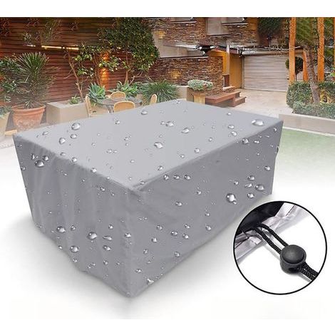 Funda protectora plateada para muebles de jardín, fabricada en tejido Oxford 210D, impermeable, para mesa y sillas de patio, 180 x 120 x 74 cm. (1/4)